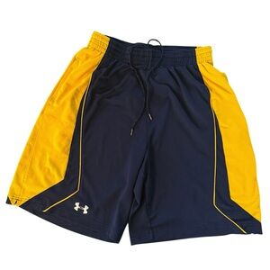 Under Armour Men's Basketball Shorts in Dark Blue and Yellow